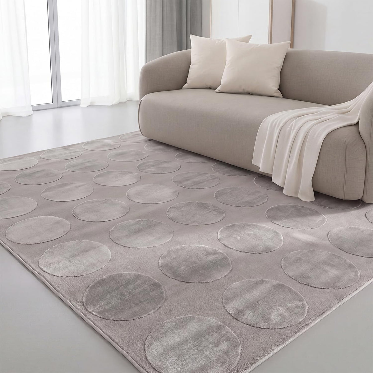 Interiyou Tapis Salon à Poils Courts Cannes - 120x170 Crème - Motif bohème scandinave avec Effet 3D - Plat et géométrique - Poil Ras pour Chambre, Couloir, Bureau