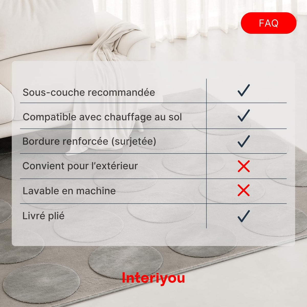 Interiyou Tapis Salon à Poils Courts Cannes - 120x170 Crème - Motif bohème scandinave avec Effet 3D - Plat et géométrique - Poil Ras pour Chambre, Couloir, Bureau