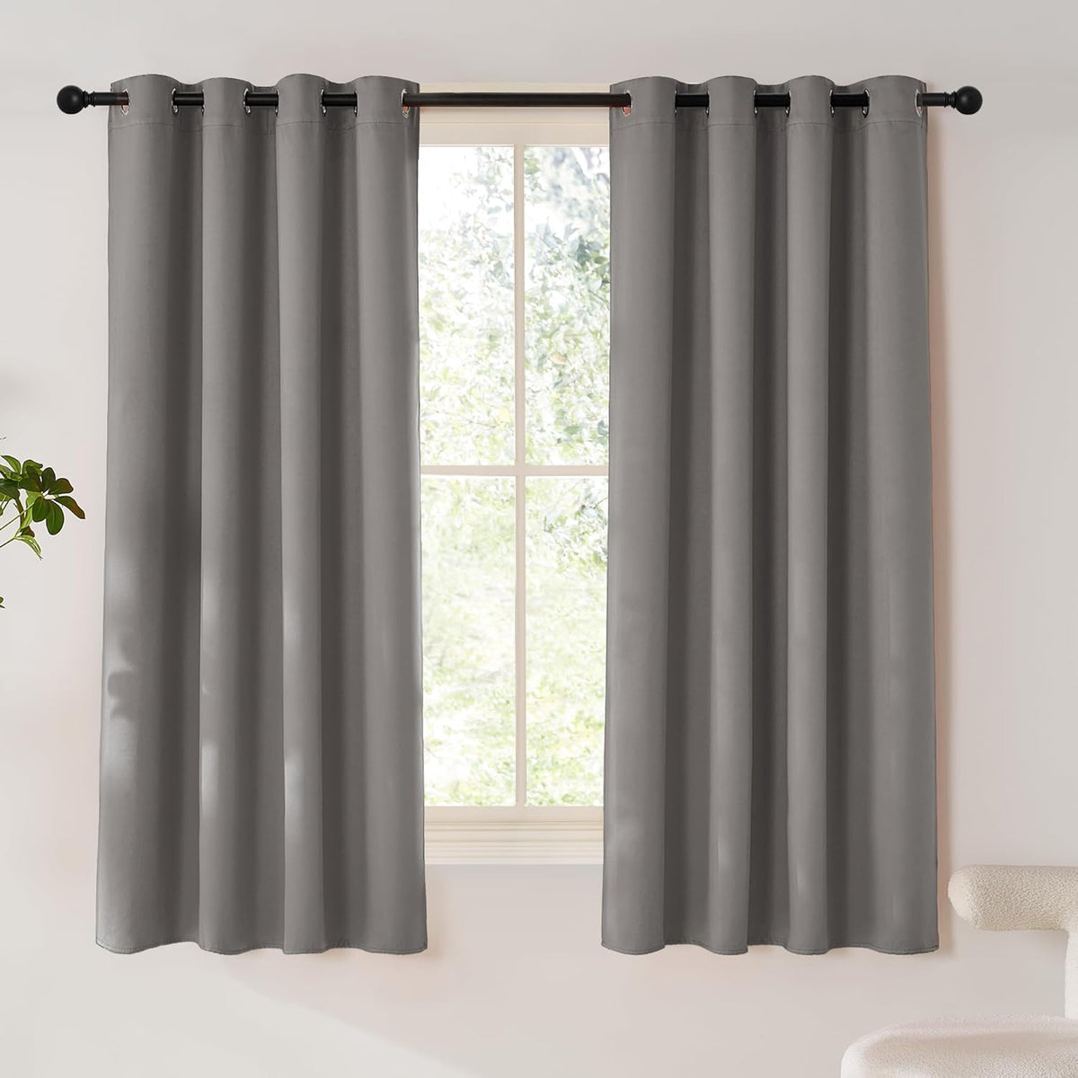 PONY DANCE Lot de 2 Rideau Occultant Thermique Isolant Anti Froid et Chaleur 140x240 (lxH) Tenture Opaque à Oeillets Isolation Lumiere Uv Decoration Chambre Maison Salon Intérieurs, Gris | 140x240 (lxH),Tenture Opaque à Oeillets, Isolation Lumiere anti Uv