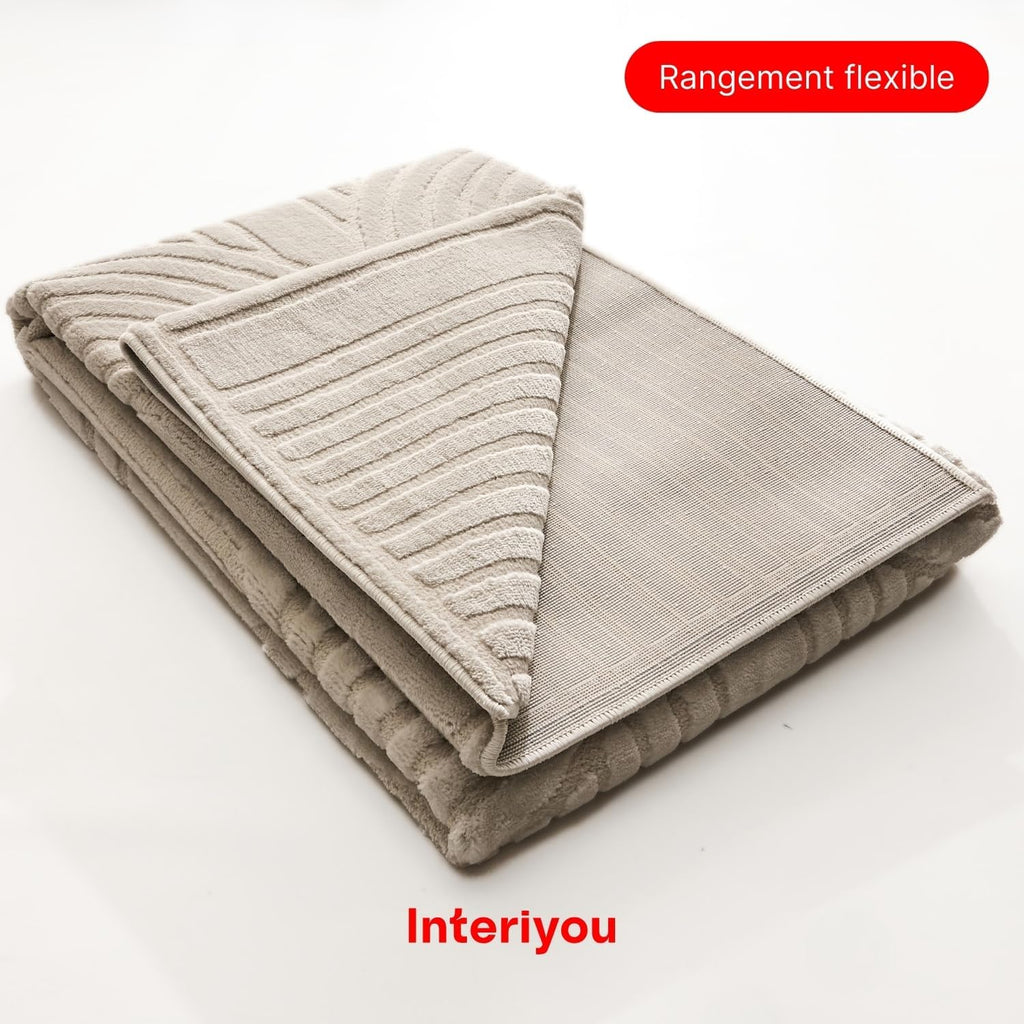 Interiyou Tapis Salon à Poils Courts Cannes - 120x170 Crème - Motif bohème scandinave avec Effet 3D - Plat et géométrique - Poil Ras pour Chambre, Couloir, Bureau