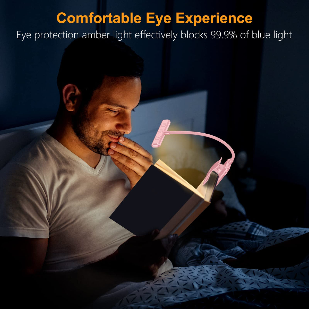 Gritin Lampe de Lecture 19LED Liseuse Clip Rechargeable Protection des Yeux | Gradation en Continu &3 Couleurs (Ambre/Blanc/Mixte), 360°Cou Flexible, Longue Durée, Légère&Portable pour Lire au Lit