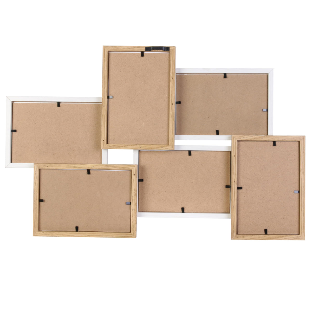HOME DECO FACTORY Cadre Photos Pêle-Mêle 10 Vues Bois et Blanc Marron | Bois et verre, cadre photos pêle-mêle, 10 vues, design bicolore, décoration souvenirs, fixation murale, beige et marron