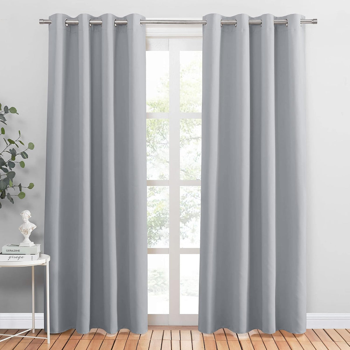 PONY DANCE Lot de 2 Rideau Occultant Thermique Isolant Anti Froid et Chaleur 140x240 (lxH) Tenture Opaque à Oeillets Isolation Lumiere Uv Decoration Chambre Maison Salon Intérieurs, Gris | 140x240 (lxH),Tenture Opaque à Oeillets, Isolation Lumiere anti Uv