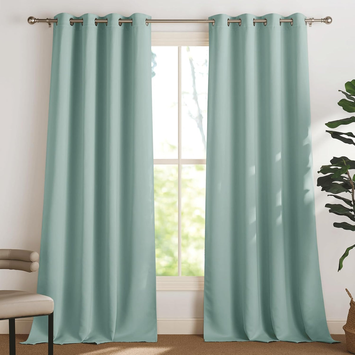 PONY DANCE Lot de 2 Rideau Occultant Thermique Isolant Anti Froid et Chaleur 140x240 (lxH) Tenture Opaque à Oeillets Isolation Lumiere Uv Decoration Chambre Maison Salon Intérieurs, Gris | 140x240 (lxH),Tenture Opaque à Oeillets, Isolation Lumiere anti Uv
