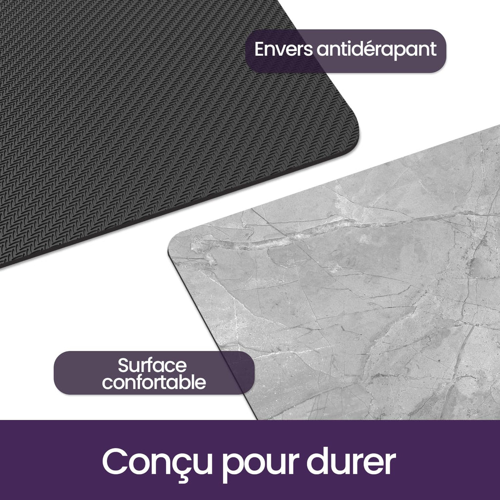 DEXI Tapis de Bain Antidérapant Ultra Mince 40x60cm Noir | Super Absorbant, Sèche Rapide, Motif Marbre Moderne, Facile à Nettoyer, pour Salle de Bain, Baignoire et Douche
