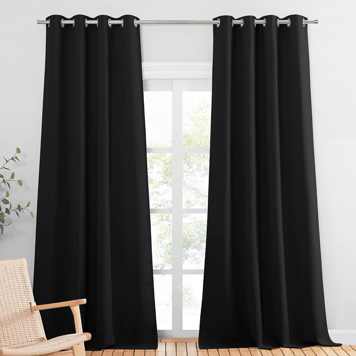 PONY DANCE Lot de 2 Rideau Occultant Thermique Isolant Anti Froid et Chaleur 140x240 (lxH) Tenture Opaque à Oeillets Isolation Lumiere Uv Decoration Chambre Maison Salon Intérieurs, Gris | 140x240 (lxH),Tenture Opaque à Oeillets, Isolation Lumiere anti Uv