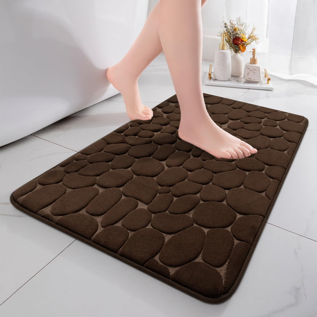 chakme Tapis de Bain en Mousse à mémoire de Forme - Tapis de Douche Absorbant - Tapis de Bain - Tapis décoratif - Antidérapant - pour Salle de Bain et Salon - 43 x 61 cm - Gris foncé