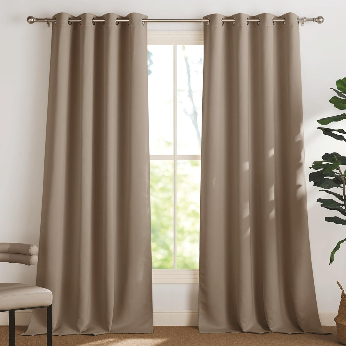 PONY DANCE Lot de 2 Rideau Occultant Thermique Isolant Anti Froid et Chaleur 140x240 (lxH) Tenture Opaque à Oeillets Isolation Lumiere Uv Decoration Chambre Maison Salon Intérieurs, Gris | 140x240 (lxH),Tenture Opaque à Oeillets, Isolation Lumiere anti Uv
