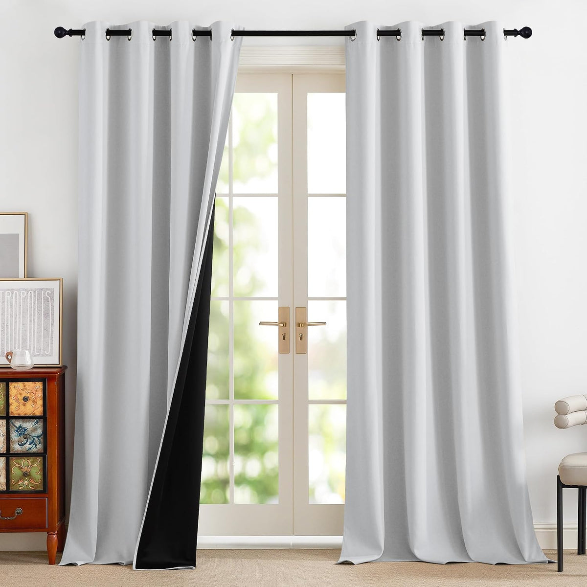 PONY DANCE Lot de 2 Rideau Occultant Thermique Isolant Anti Froid et Chaleur 140x240 (lxH) Tenture Opaque à Oeillets Isolation Lumiere Uv Decoration Chambre Maison Salon Intérieurs, Gris | 140x240 (lxH),Tenture Opaque à Oeillets, Isolation Lumiere anti Uv