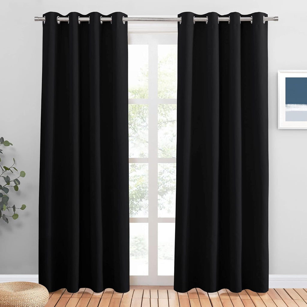PONY DANCE Lot de 2 Rideau Occultant Thermique Isolant Anti Froid et Chaleur 140x240 (lxH) Tenture Opaque à Oeillets Isolation Lumiere Uv Decoration Chambre Maison Salon Intérieurs, Gris | 140x240 (lxH),Tenture Opaque à Oeillets, Isolation Lumiere anti Uv