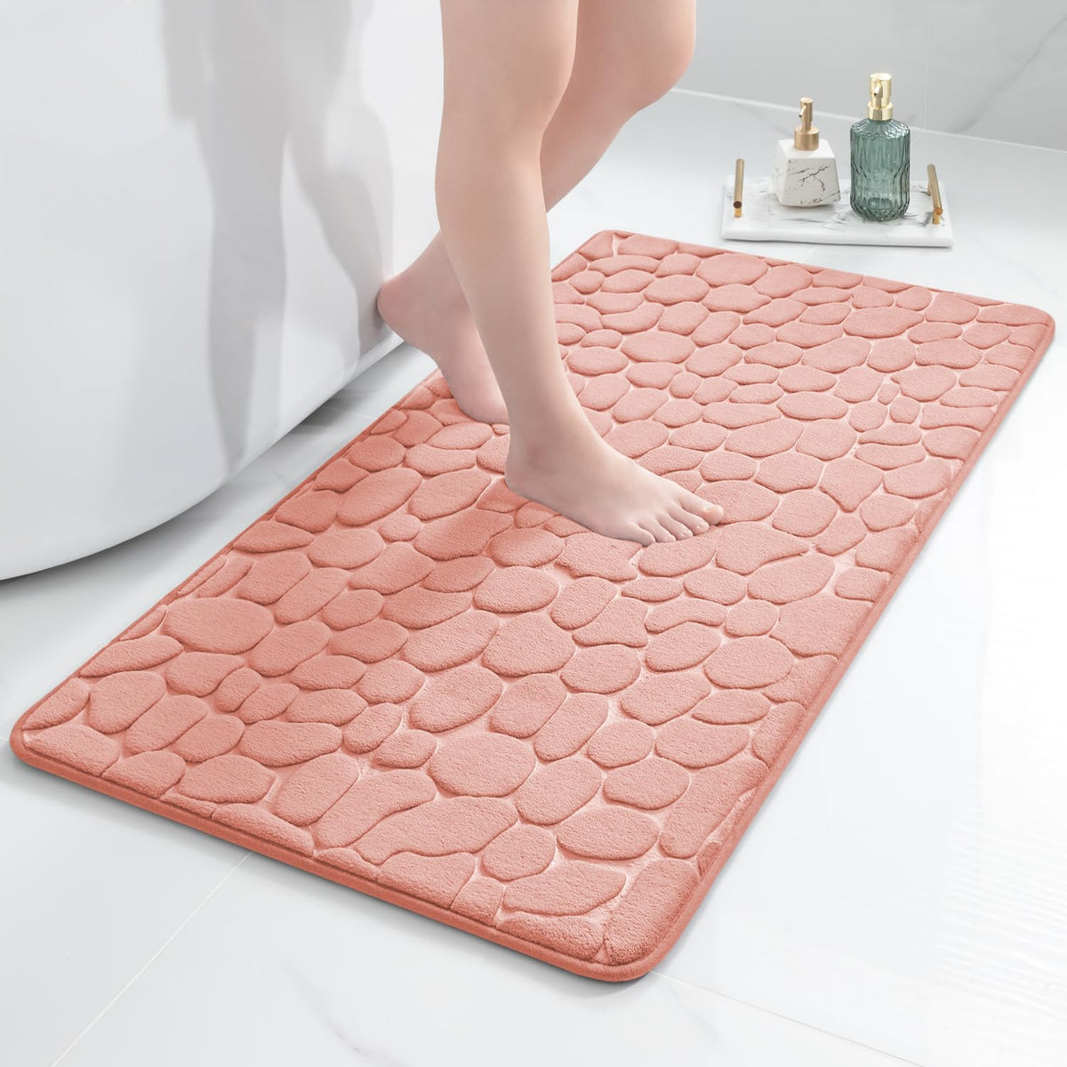 chakme Tapis de Bain en Mousse à mémoire de Forme - Tapis de Douche Absorbant - Tapis de Bain - Tapis décoratif - Antidérapant - pour Salle de Bain et Salon - 43 x 61 cm - Gris foncé