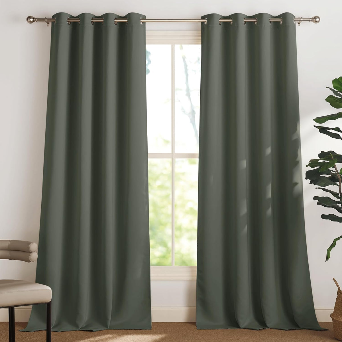 PONY DANCE Lot de 2 Rideau Occultant Thermique Isolant Anti Froid et Chaleur 140x240 (lxH) Tenture Opaque à Oeillets Isolation Lumiere Uv Decoration Chambre Maison Salon Intérieurs, Gris | 140x240 (lxH),Tenture Opaque à Oeillets, Isolation Lumiere anti Uv