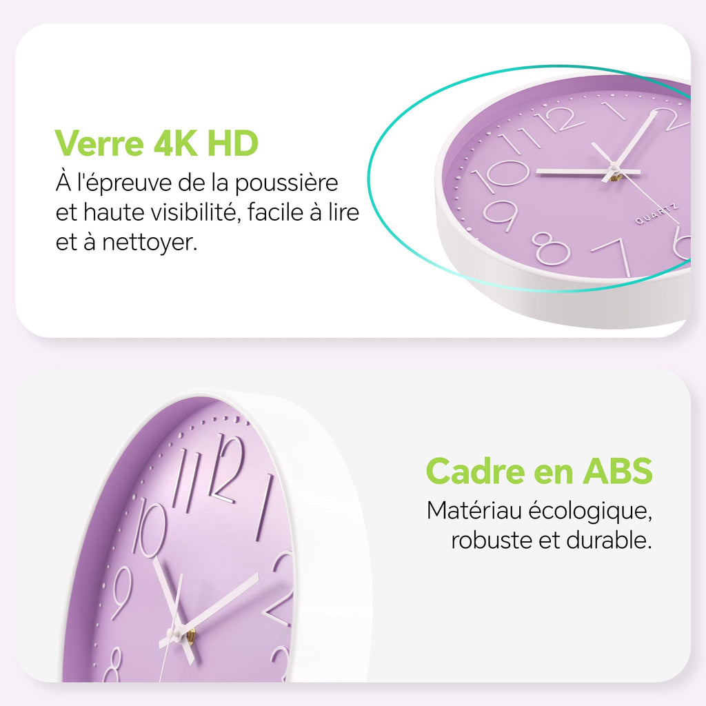 VIKMARI Horloge Murale 20 cm Moderne, Silencieuse, Or Rose, Cuisine, Salon | Décoration cuisine, horloge design moderne, grands chiffres 3D, silencieuse sans tic-tac, idéale pour salon et chambre