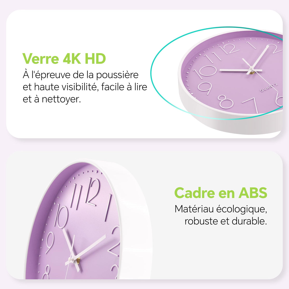 VIKMARI Horloge Murale 20 cm Moderne, Silencieuse, Or Rose, Cuisine, Salon | Décoration cuisine, horloge design moderne, grands chiffres 3D, silencieuse sans tic-tac, idéale pour salon et chambre