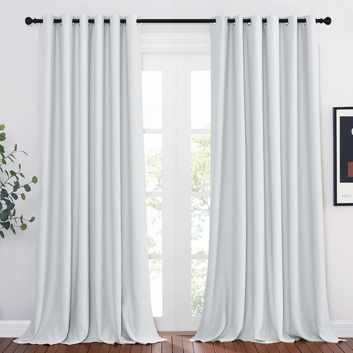 PONY DANCE Lot de 2 Rideau Occultant Thermique Isolant Anti Froid et Chaleur 140x240 (lxH) Tenture Opaque à Oeillets Isolation Lumiere Uv Decoration Chambre Maison Salon Intérieurs, Gris | 140x240 (lxH),Tenture Opaque à Oeillets, Isolation Lumiere anti Uv