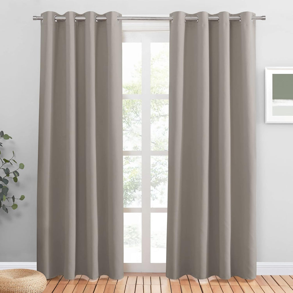PONY DANCE Lot de 2 Rideau Occultant Thermique Isolant Anti Froid et Chaleur 140x240 (lxH) Tenture Opaque à Oeillets Isolation Lumiere Uv Decoration Chambre Maison Salon Intérieurs, Gris | 140x240 (lxH),Tenture Opaque à Oeillets, Isolation Lumiere anti Uv