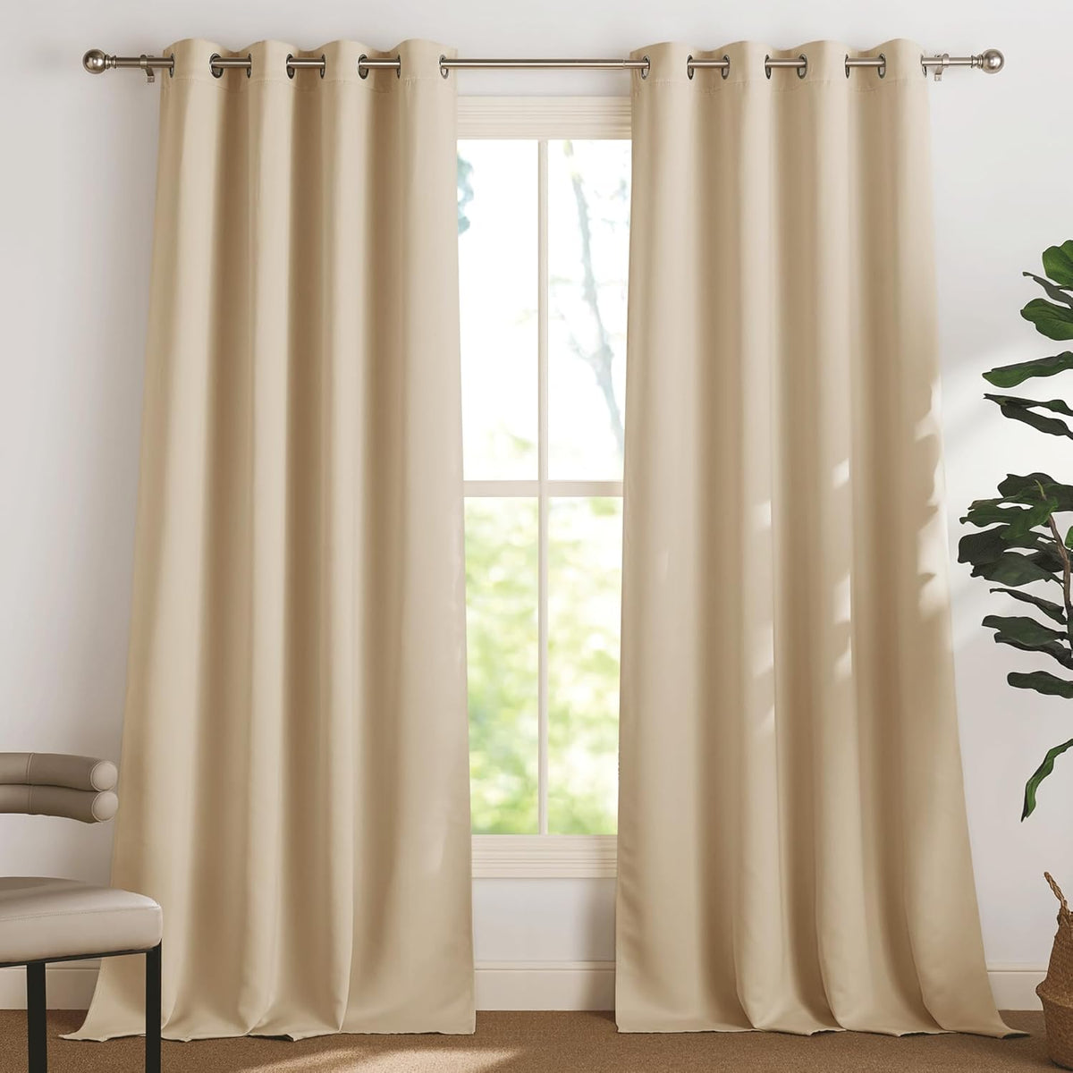 PONY DANCE Lot de 2 Rideau Occultant Thermique Isolant Anti Froid et Chaleur 140x240 (lxH) Tenture Opaque à Oeillets Isolation Lumiere Uv Decoration Chambre Maison Salon Intérieurs, Gris | 140x240 (lxH),Tenture Opaque à Oeillets, Isolation Lumiere anti Uv