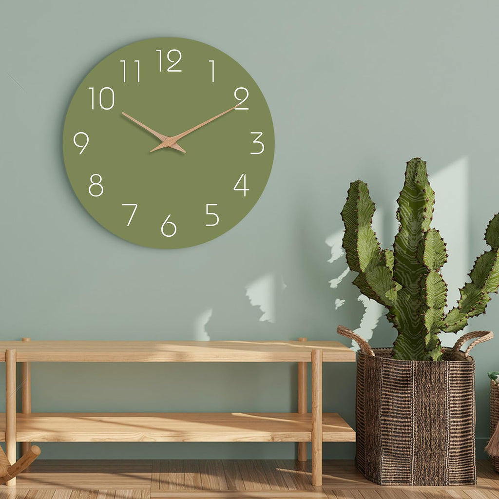 Mosewa Horloge Murale, 20cm Silencieuse sans tic-tac, Design Moderne en Bois, Parfaite pour la Décoration de la Chambre, du Salon, de la Cuisine, de la Salle de Bain et du Bureau, Noire