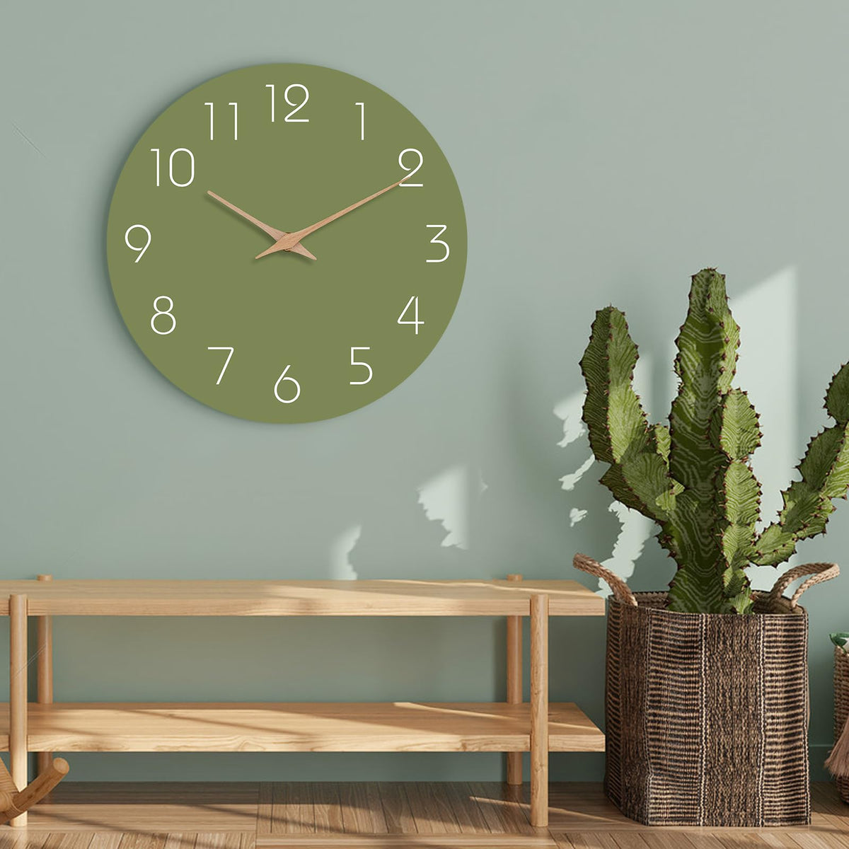 Mosewa Horloge Murale, 20cm Silencieuse sans tic-tac, Design Moderne en Bois, Parfaite pour la Décoration de la Chambre, du Salon, de la Cuisine, de la Salle de Bain et du Bureau, Noire