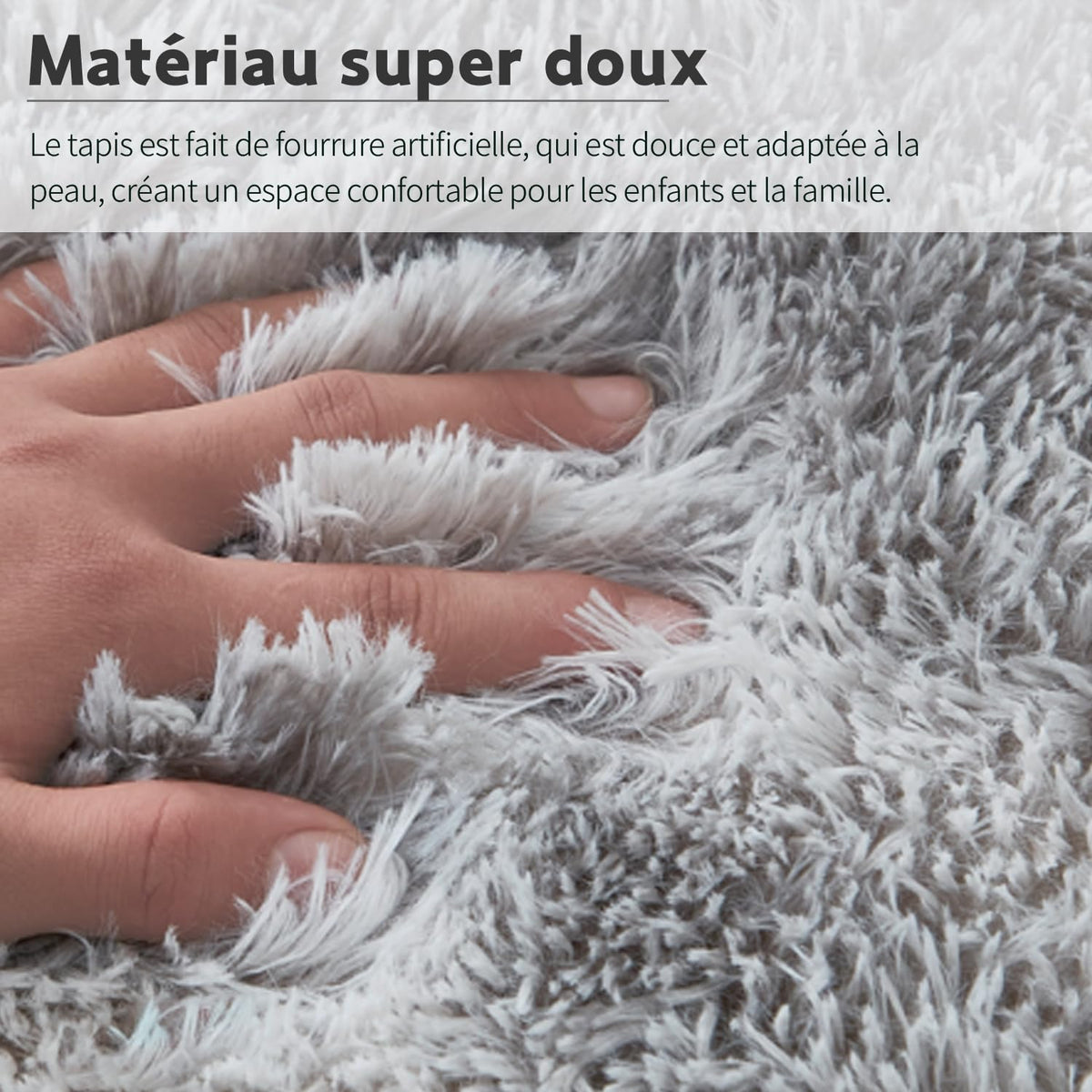 Tapis Salon Tapis Chambre 160x230CM, Dessous Antidérapant, Doux Moelleux (Gris Clair, 160x230cm)