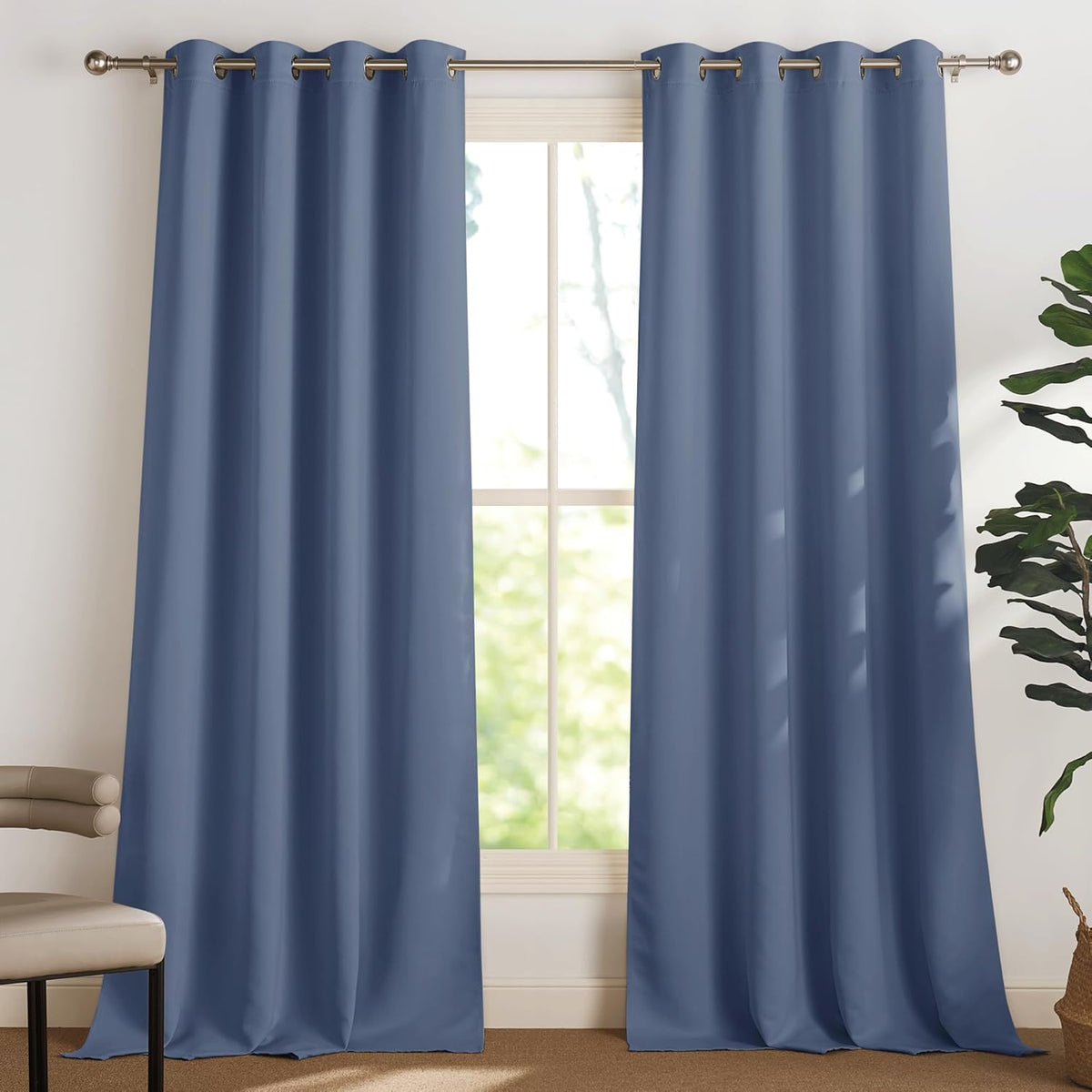 PONY DANCE Lot de 2 Rideau Occultant Thermique Isolant Anti Froid et Chaleur 140x240 (lxH) Tenture Opaque à Oeillets Isolation Lumiere Uv Decoration Chambre Maison Salon Intérieurs, Gris | 140x240 (lxH),Tenture Opaque à Oeillets, Isolation Lumiere anti Uv