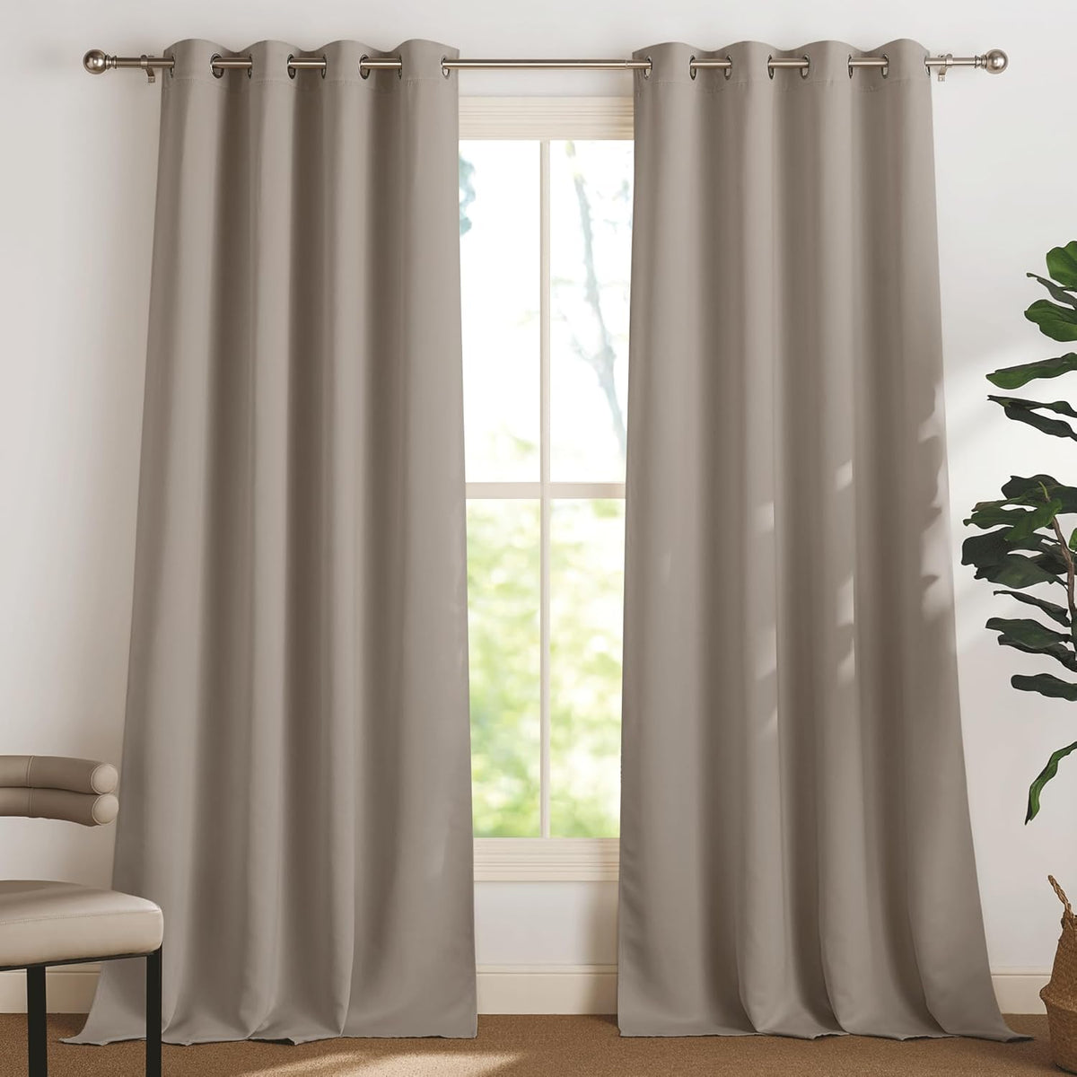 PONY DANCE Lot de 2 Rideau Occultant Thermique Isolant Anti Froid et Chaleur 140x240 (lxH) Tenture Opaque à Oeillets Isolation Lumiere Uv Decoration Chambre Maison Salon Intérieurs, Gris | 140x240 (lxH),Tenture Opaque à Oeillets, Isolation Lumiere anti Uv
