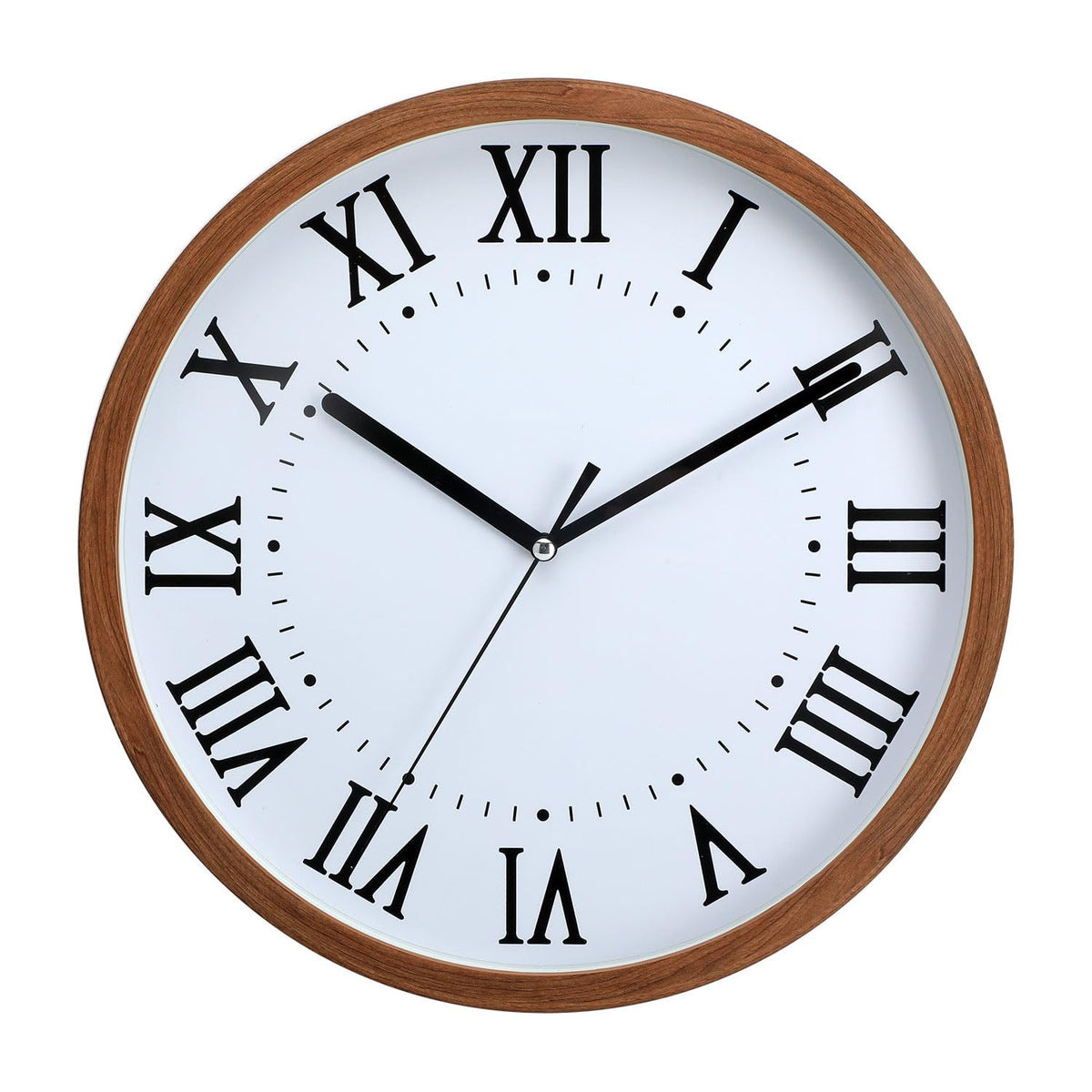 NUOVO Horloge Murale Ronde en Bois d'imitation de 30 cm, Salon, Chambre à Coucher, Cuisine, silencieuse, sans tiques, Horloge Murale rétro Minimaliste Moderne (30 cm 12 Pouces)