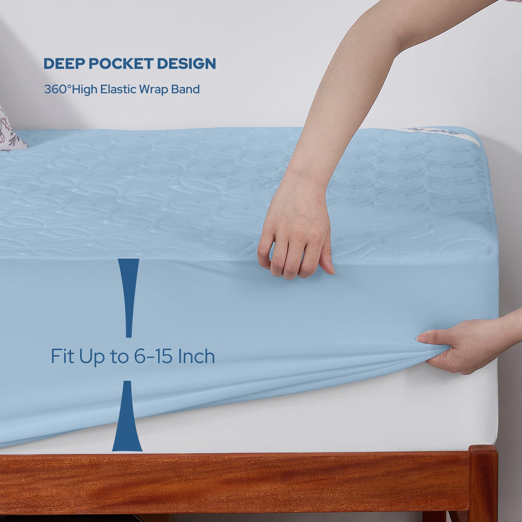 Protège-matelas imperméable BEDLORE, taille King | Bonnets profonds adaptés aux matelas de 15 à 46 cm (6 à 18 pouces), housse douce, silencieuse et résistante aux salissures, lavable (pour maison, chambre, hôtel) – Gris