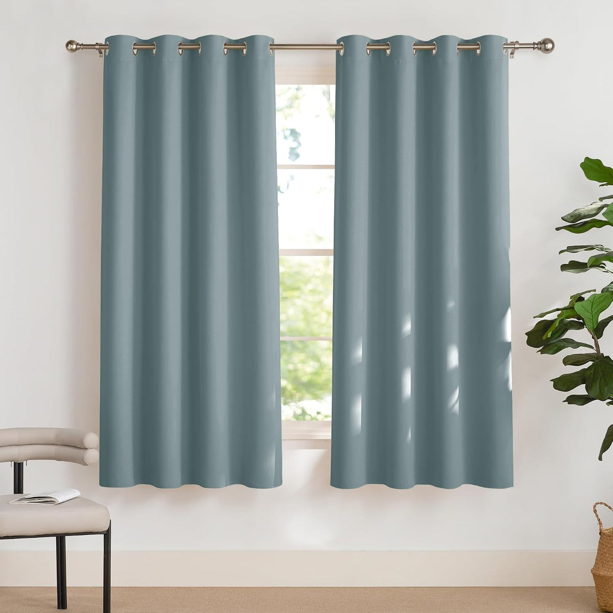 PONY DANCE Lot de 2 Rideau Occultant Thermique Isolant Anti Froid et Chaleur 140x240 (lxH) Tenture Opaque à Oeillets Isolation Lumiere Uv Decoration Chambre Maison Salon Intérieurs, Gris | 140x240 (lxH),Tenture Opaque à Oeillets, Isolation Lumiere anti Uv