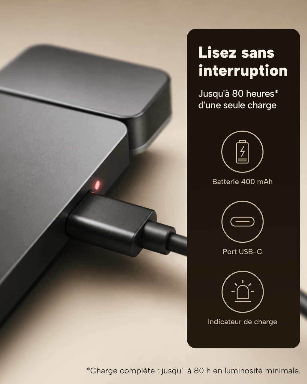 86lux Lampe de Lecture Rechargeable Liseuse LED USB-C, Vert | Lampe à Pince Marque-Page avec 3 Températures de Couleur, Jusqu'à 80H d'Autonomie