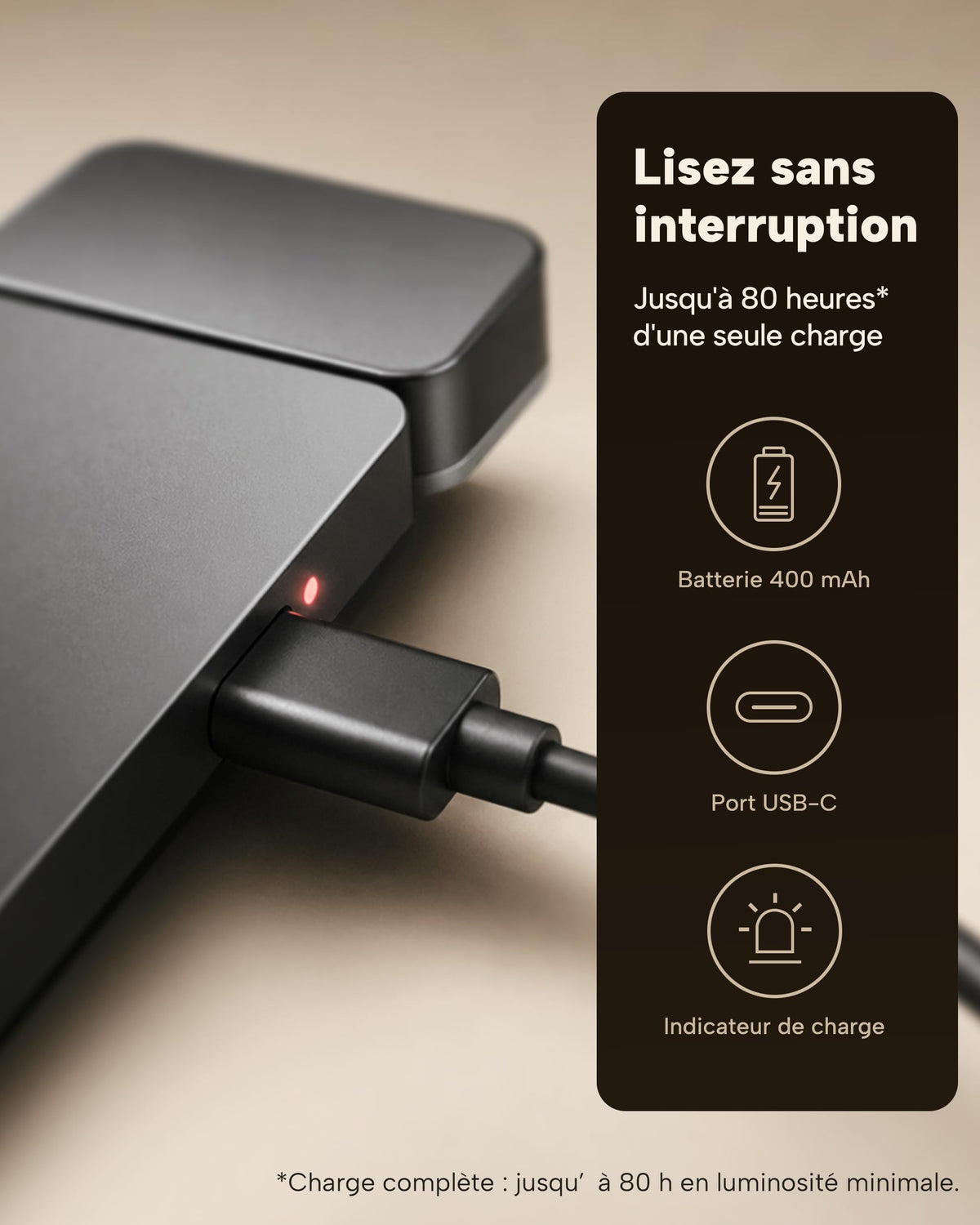 86lux Lampe de Lecture Rechargeable Liseuse LED USB-C, Vert | Lampe à Pince Marque-Page avec 3 Températures de Couleur, Jusqu'à 80H d'Autonomie