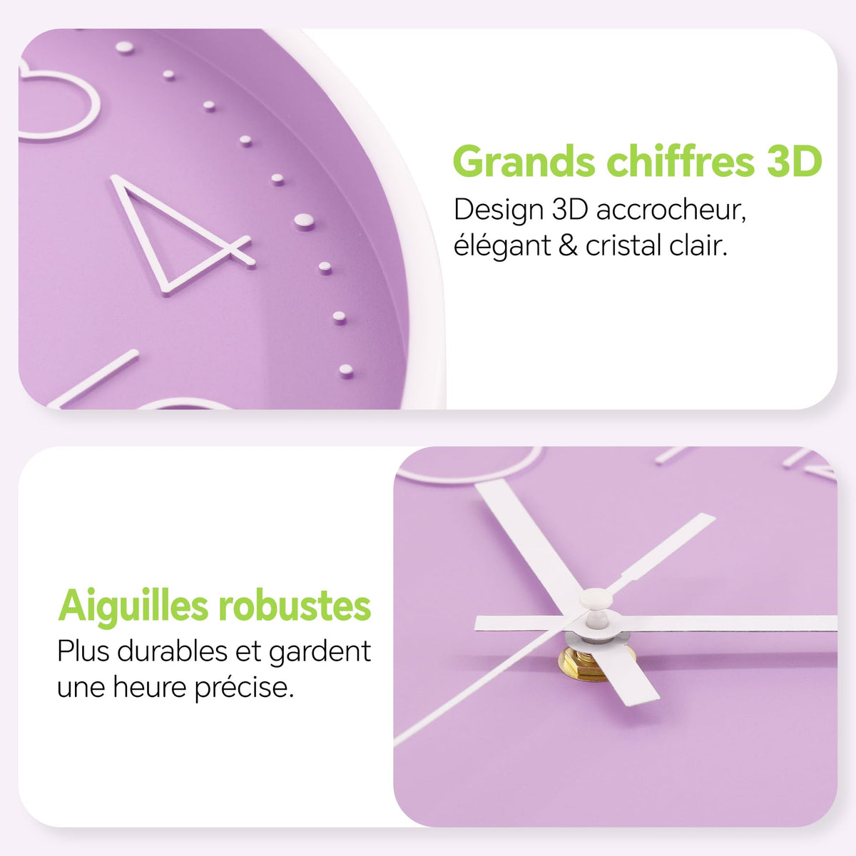 VIKMARI Horloge Murale 20 cm Moderne, Silencieuse, Or Rose, Cuisine, Salon | Décoration cuisine, horloge design moderne, grands chiffres 3D, silencieuse sans tic-tac, idéale pour salon et chambre