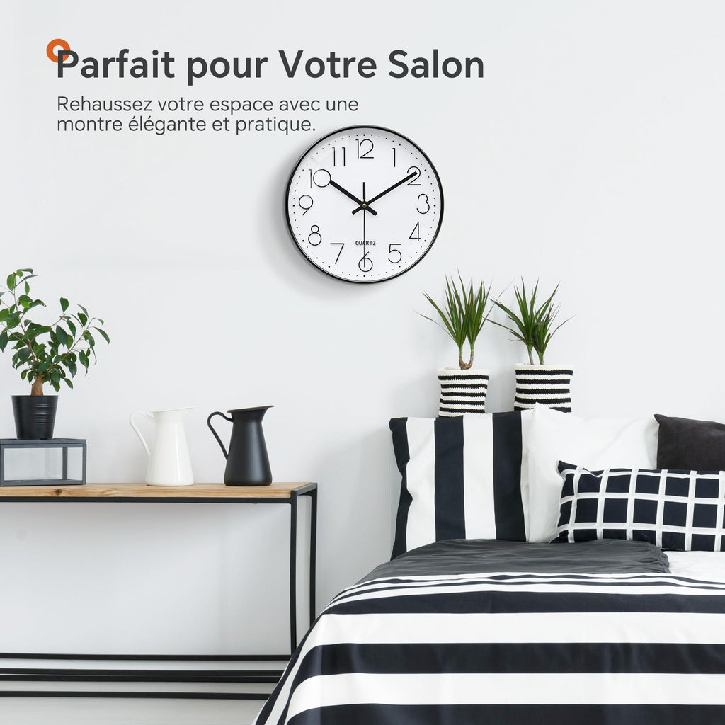 VIKMARI Horloge Murale 20 cm Moderne, Silencieuse, Or Rose, Cuisine, Salon | Décoration cuisine, horloge design moderne, grands chiffres 3D, silencieuse sans tic-tac, idéale pour salon et chambre