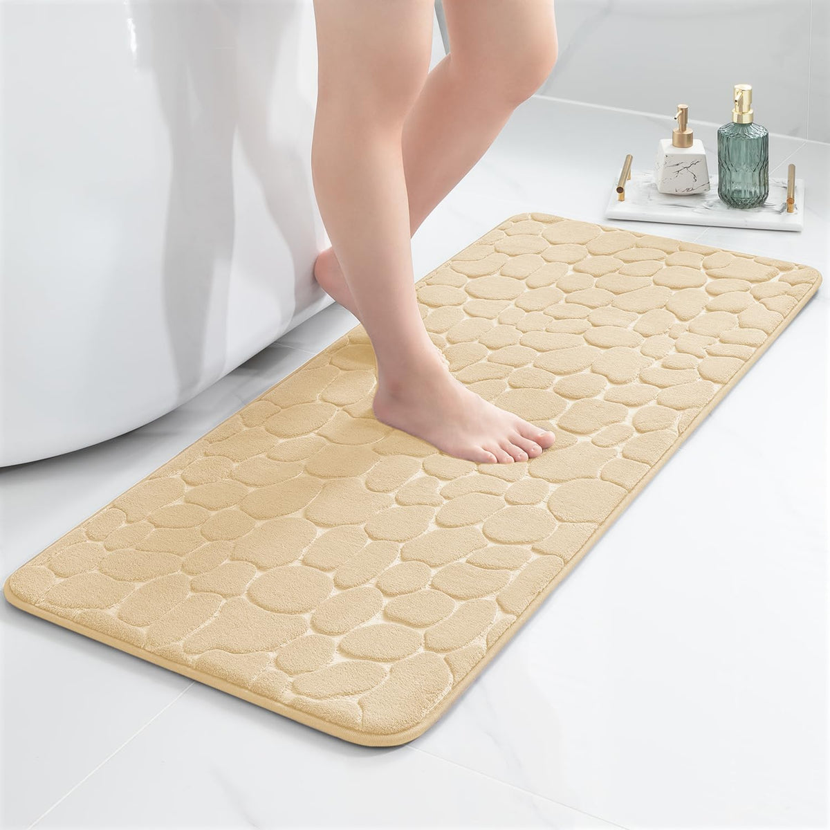 chakme Tapis de Bain en Mousse à mémoire de Forme - Tapis de Douche Absorbant - Tapis de Bain - Tapis décoratif - Antidérapant - pour Salle de Bain et Salon - 43 x 61 cm - Gris foncé
