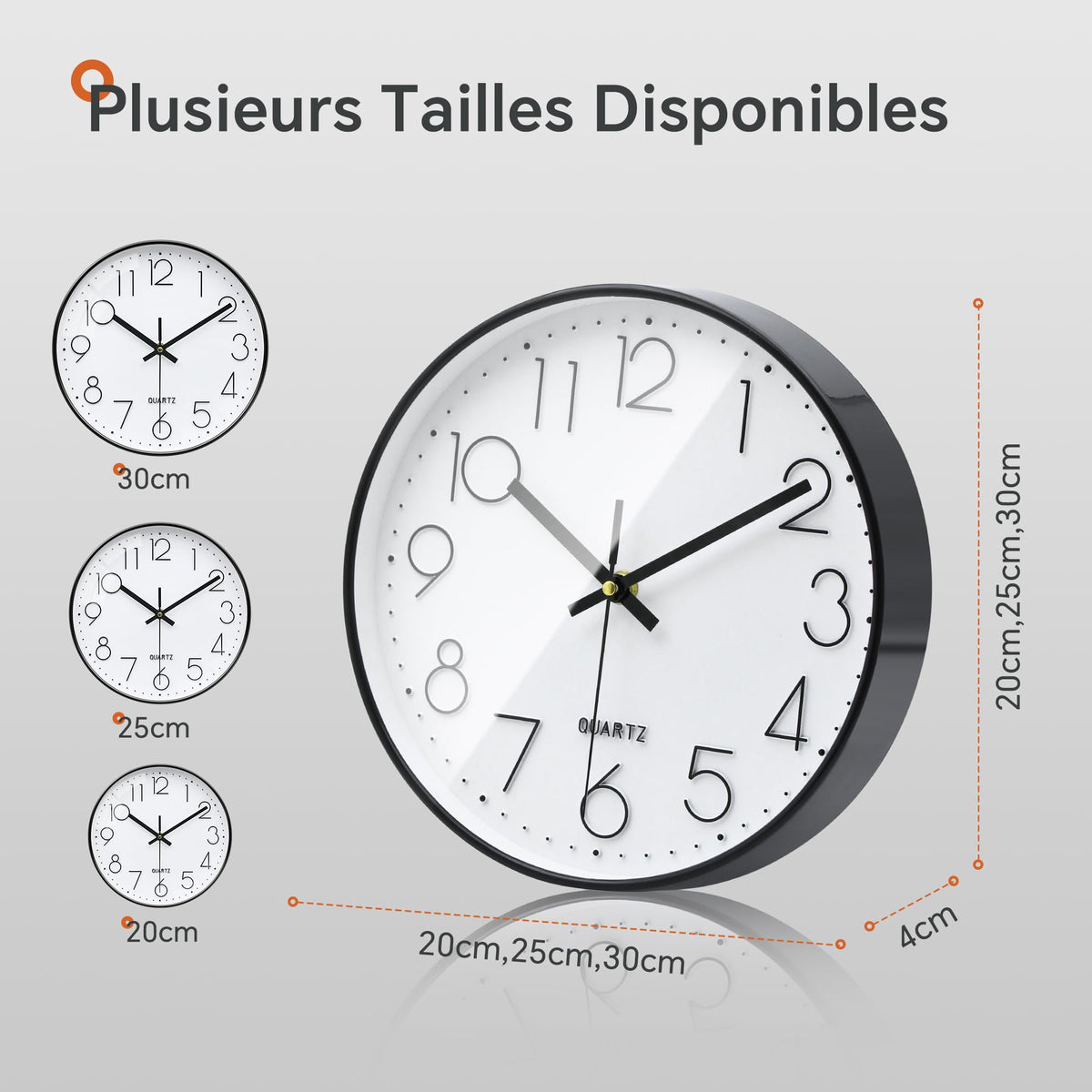 VIKMARI Horloge Murale 20 cm Moderne, Silencieuse, Or Rose, Cuisine, Salon | Décoration cuisine, horloge design moderne, grands chiffres 3D, silencieuse sans tic-tac, idéale pour salon et chambre