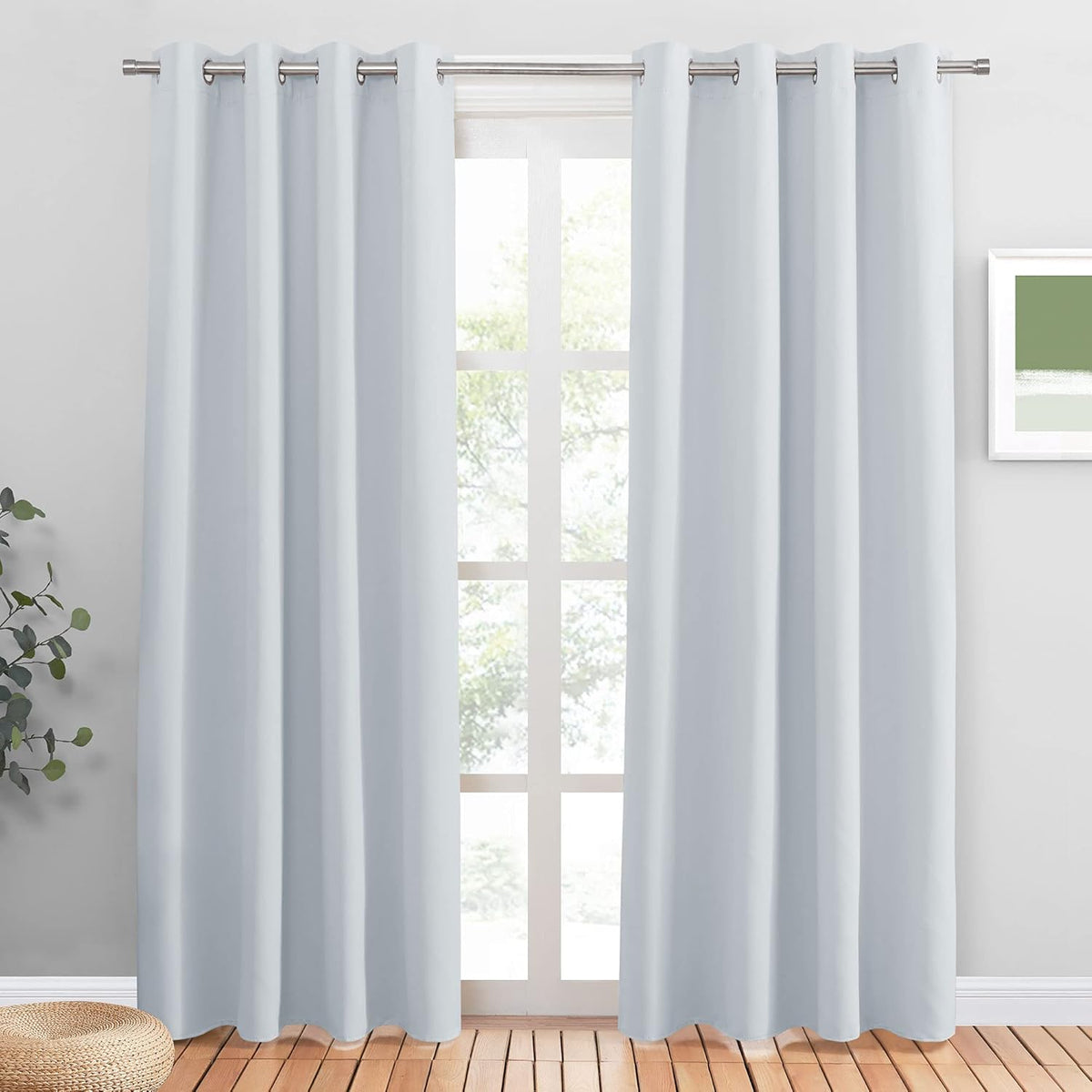 PONY DANCE Lot de 2 Rideau Occultant Thermique Isolant Anti Froid et Chaleur 140x240 (lxH) Tenture Opaque à Oeillets Isolation Lumiere Uv Decoration Chambre Maison Salon Intérieurs, Gris | 140x240 (lxH),Tenture Opaque à Oeillets, Isolation Lumiere anti Uv