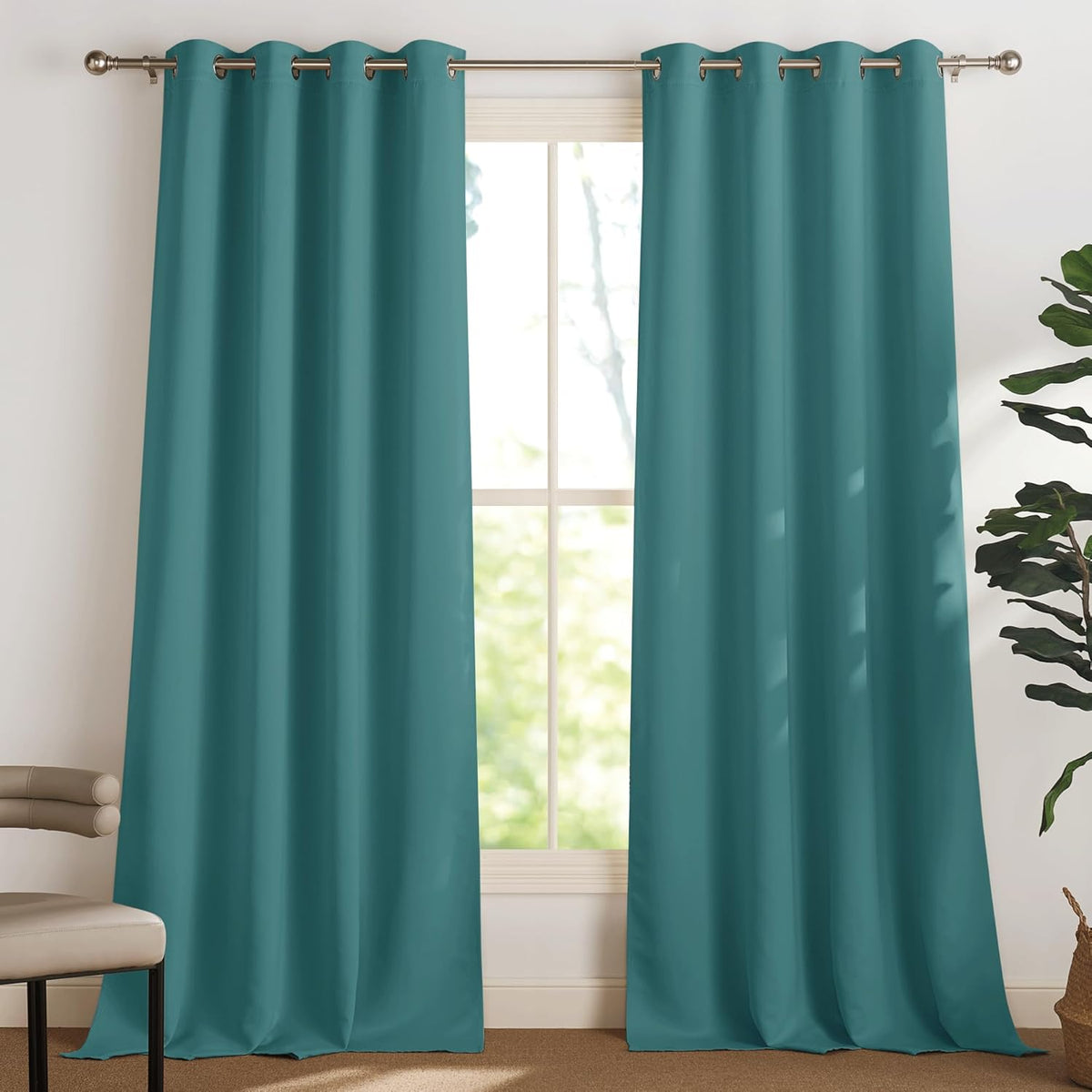 PONY DANCE Lot de 2 Rideau Occultant Thermique Isolant Anti Froid et Chaleur 140x240 (lxH) Tenture Opaque à Oeillets Isolation Lumiere Uv Decoration Chambre Maison Salon Intérieurs, Gris | 140x240 (lxH),Tenture Opaque à Oeillets, Isolation Lumiere anti Uv