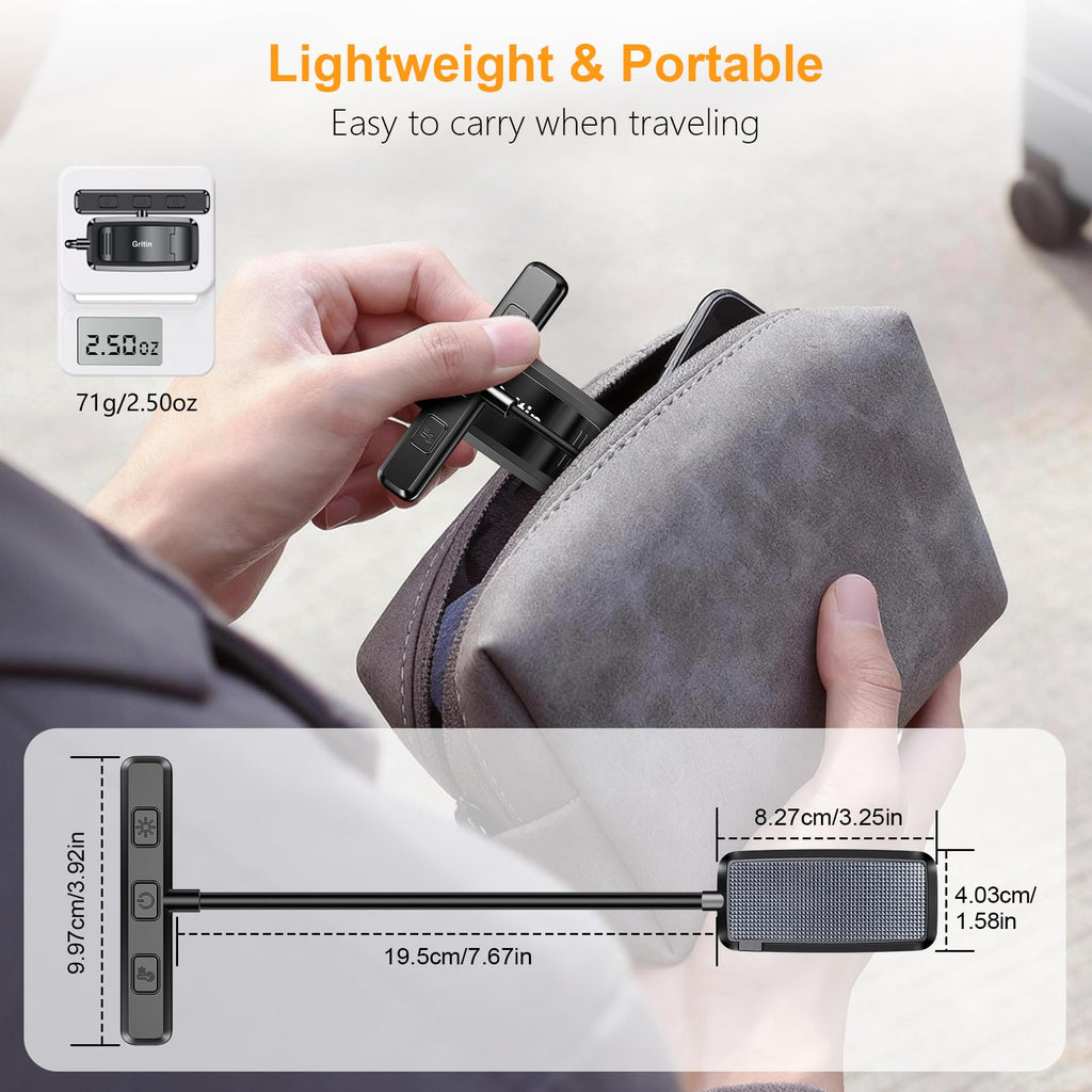 Gritin Lampe de Lecture 19LED Liseuse Clip Rechargeable Protection des Yeux | Gradation en Continu &3 Couleurs (Ambre/Blanc/Mixte), 360°Cou Flexible, Longue Durée, Légère&Portable pour Lire au Lit