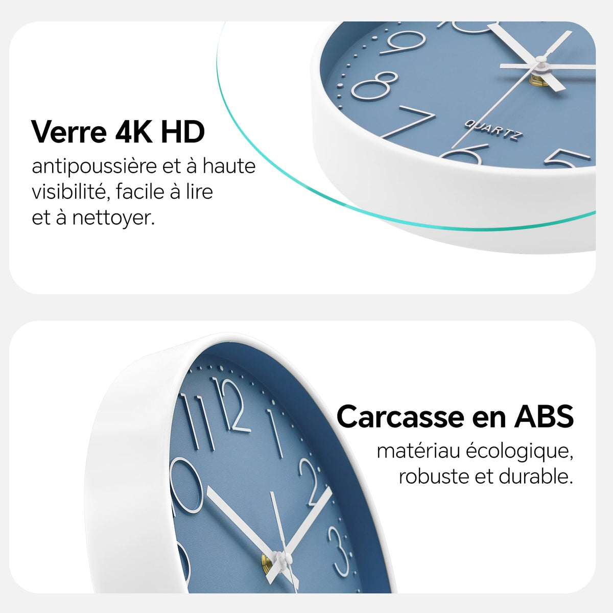 VIKMARI Horloge Murale 20 cm Moderne, Silencieuse, Or Rose, Cuisine, Salon | Décoration cuisine, horloge design moderne, grands chiffres 3D, silencieuse sans tic-tac, idéale pour salon et chambre