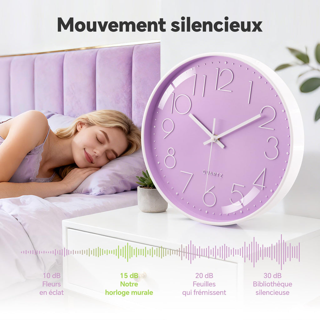 VIKMARI Horloge Murale 20 cm Moderne, Silencieuse, Or Rose, Cuisine, Salon | Décoration cuisine, horloge design moderne, grands chiffres 3D, silencieuse sans tic-tac, idéale pour salon et chambre