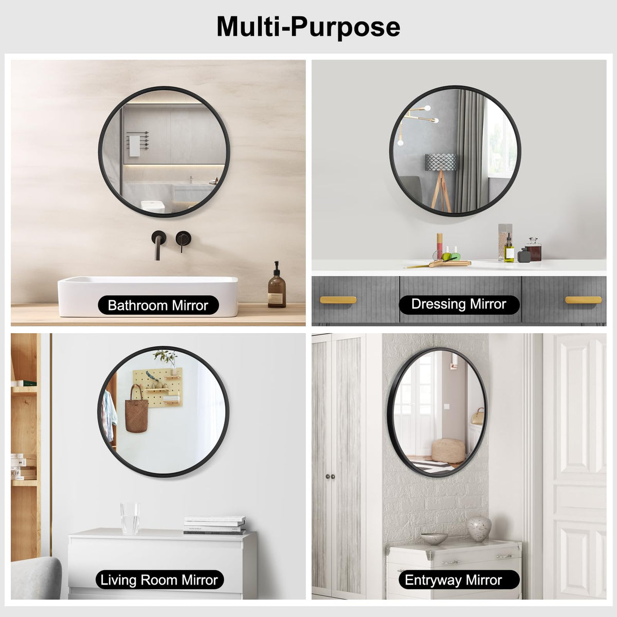 WOLTU Miroir Mural Rond, Miroir Salle de Bain, Ø50 cm, Doré | Cadre en Métal, Miroir Rond Décoratif pour Entrée, Chambre, Maquillage, Couloir, Moderne