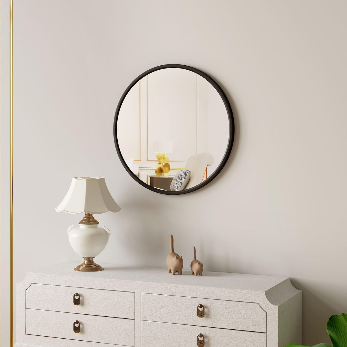 WOLTU Miroir Mural Rond, Miroir Salle de Bain, Ø50 cm, Doré | Cadre en Métal, Miroir Rond Décoratif pour Entrée, Chambre, Maquillage, Couloir, Moderne