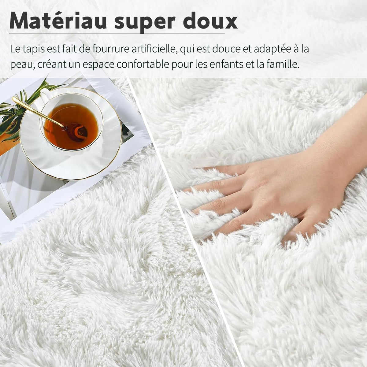 Tapis Salon Tapis Chambre 160x230CM, Dessous Antidérapant, Doux Moelleux (Gris Clair, 160x230cm)