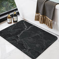DEXI Tapis de Bain Antidérapant Ultra Mince 40x60cm Noir | Super Absorbant, Sèche Rapide, Motif Marbre Moderne, Facile à Nettoyer, pour Salle de Bain, Baignoire et Douche