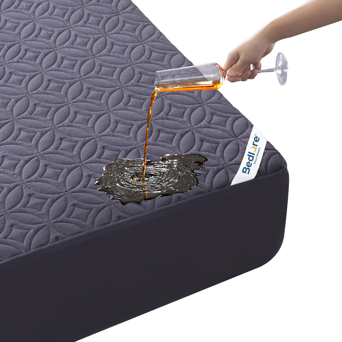 Protège-matelas imperméable BEDLORE, taille King | Bonnets profonds adaptés aux matelas de 15 à 46 cm (6 à 18 pouces), housse douce, silencieuse et résistante aux salissures, lavable (pour maison, chambre, hôtel) – Gris
