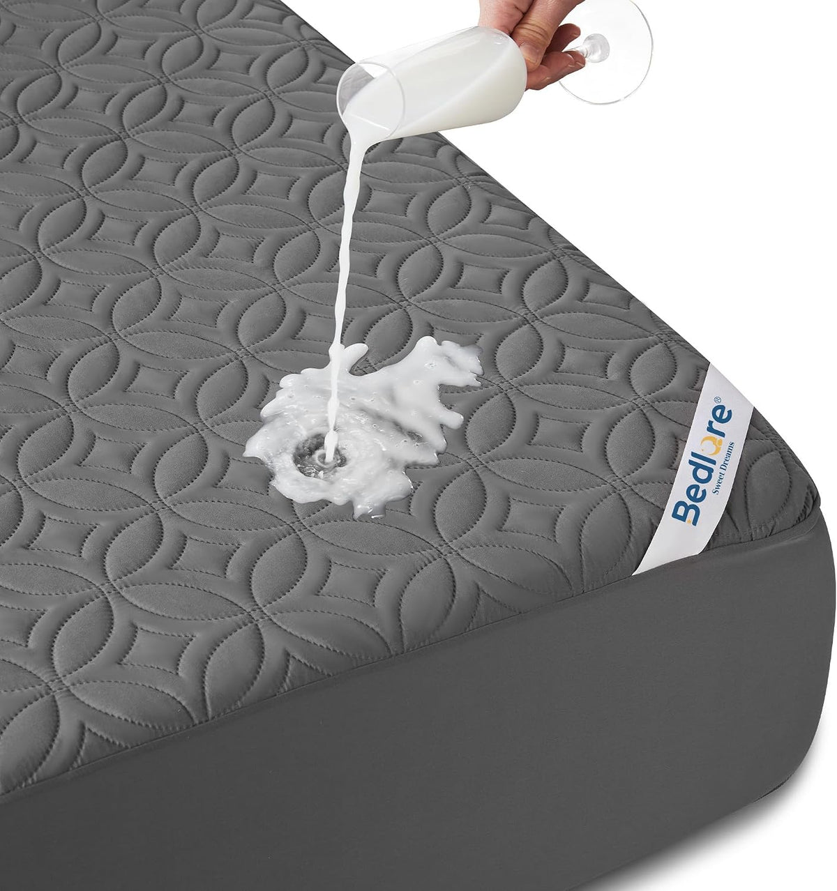 Protège-matelas imperméable BEDLORE, taille King | Bonnets profonds adaptés aux matelas de 15 à 46 cm (6 à 18 pouces), housse douce, silencieuse et résistante aux salissures, lavable (pour maison, chambre, hôtel) – Gris
