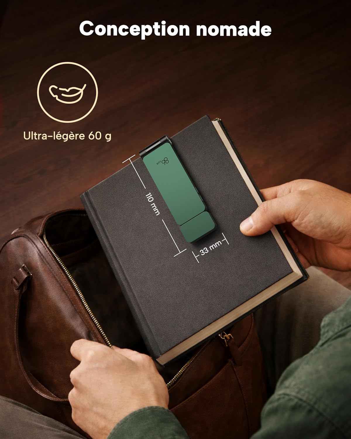 86lux Lampe de Lecture Rechargeable Liseuse LED USB-C, Vert | Lampe à Pince Marque-Page avec 3 Températures de Couleur, Jusqu'à 80H d'Autonomie