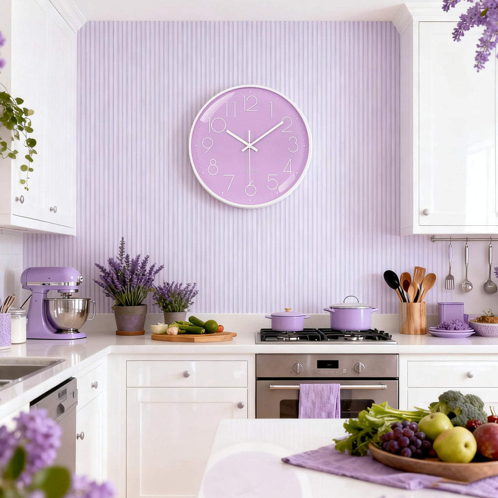 VIKMARI Horloge Murale 20 cm Moderne, Silencieuse, Or Rose, Cuisine, Salon | Décoration cuisine, horloge design moderne, grands chiffres 3D, silencieuse sans tic-tac, idéale pour salon et chambre
