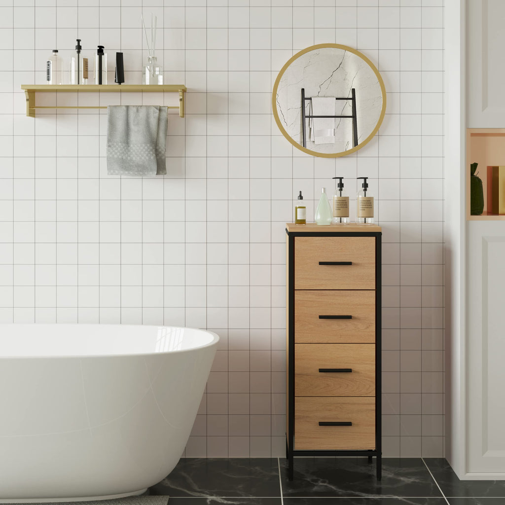 WOLTU Miroir Mural Rond, Miroir Salle de Bain, Ø50 cm, Doré | Cadre en Métal, Miroir Rond Décoratif pour Entrée, Chambre, Maquillage, Couloir, Moderne