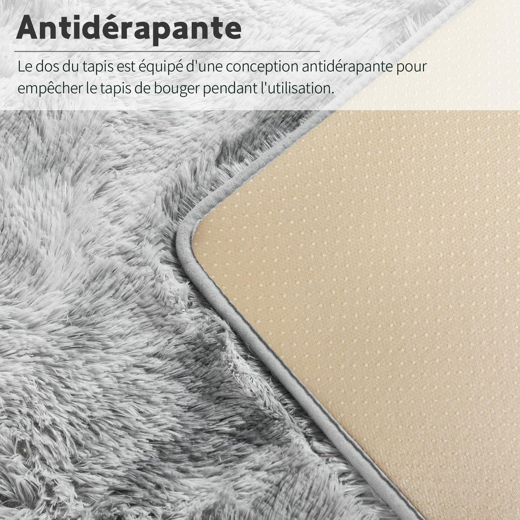 Tapis Salon Tapis Chambre 160x230CM, Dessous Antidérapant, Doux Moelleux (Gris Clair, 160x230cm)